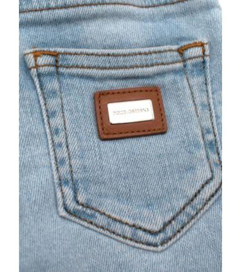 Dolce & Gabbana Girls Denim Flower Embroidered Jeans In Good Condition For Sale In London, GB