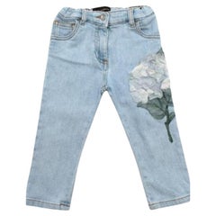 Dolce & Gabbana Girls Denim Flower Embroidered Jeans