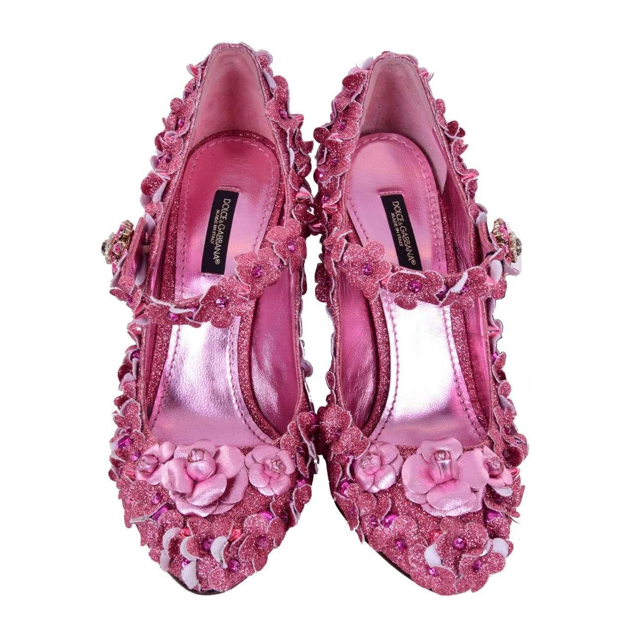 Dolce & Gabbana - Glitter Cinderella Pumps COCO Pink EUR 38.5 For Sale 1