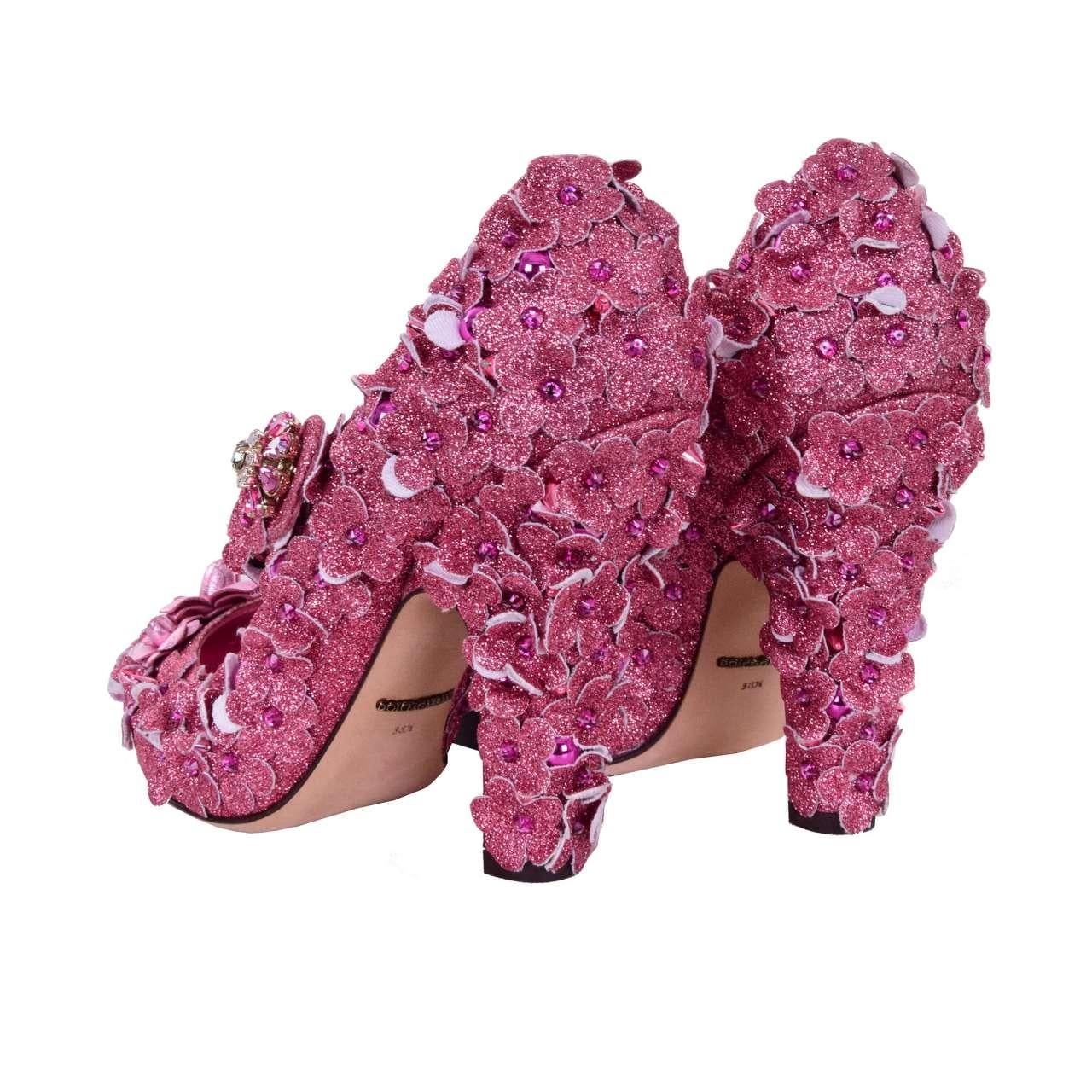 Dolce & Gabbana - Glitter Cinderella Pumps COCO Pink EUR 38.5 For Sale 2