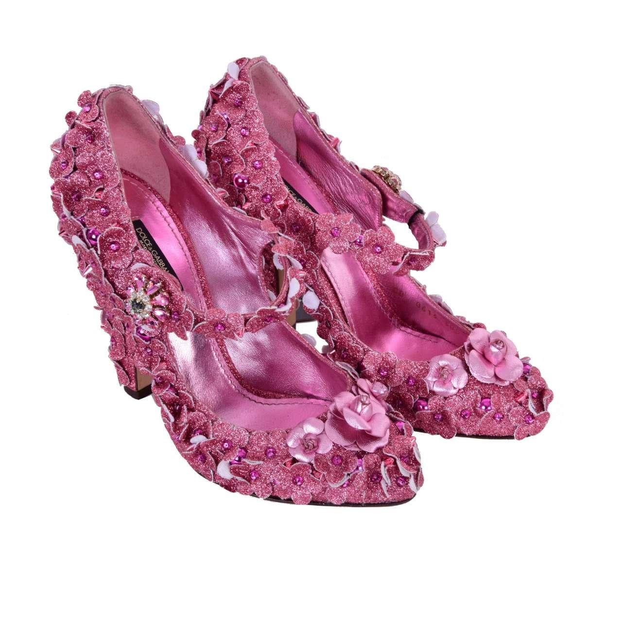 Dolce & Gabbana - Glitter Cinderella Pumps COCO Pink EUR 38.5 For Sale 3