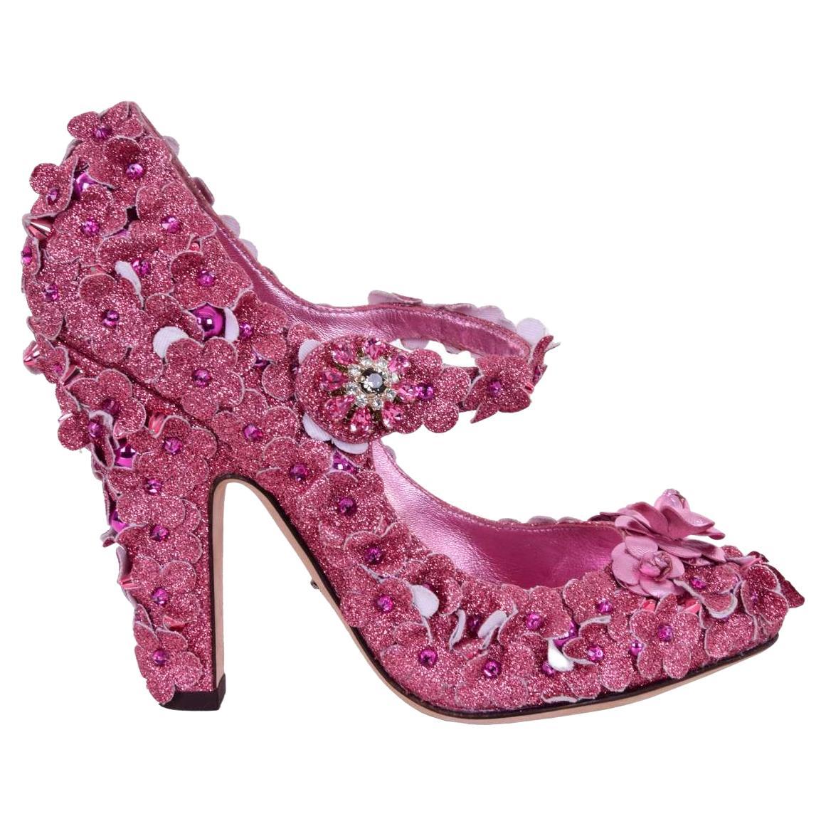 Dolce & Gabbana - Glitter Cinderella Pumps COCO Pink EUR 38.5 For Sale