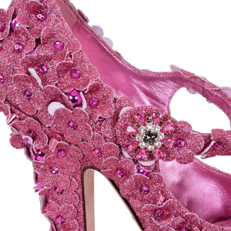 Matrial Rrp Dolce and Gabbana - Glitter Cinderella Pumps COCO Pink EUR 39 For Sale ...