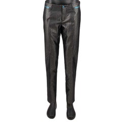 Dolce & Gabbana Glitter Jacquard Double breasted Suit Silver Blue 48 US 38 M