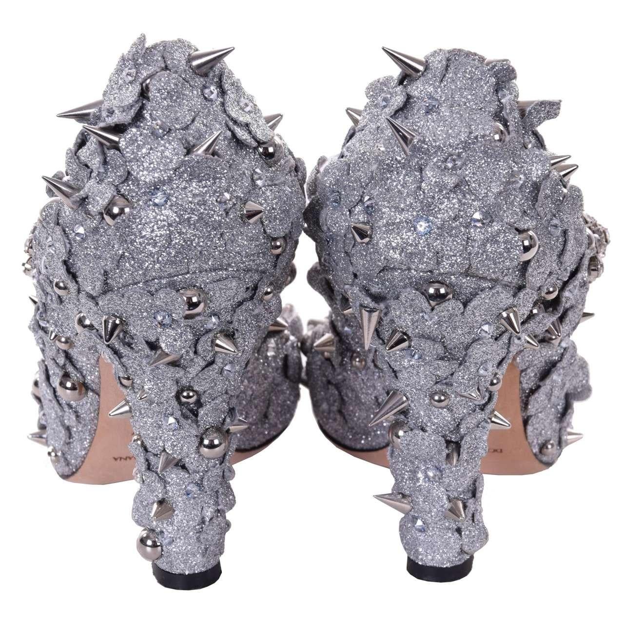 Women's Dolce & Gabbana - Glitter Mary Jane Pumps COCO Silver EUR 36 For Sale