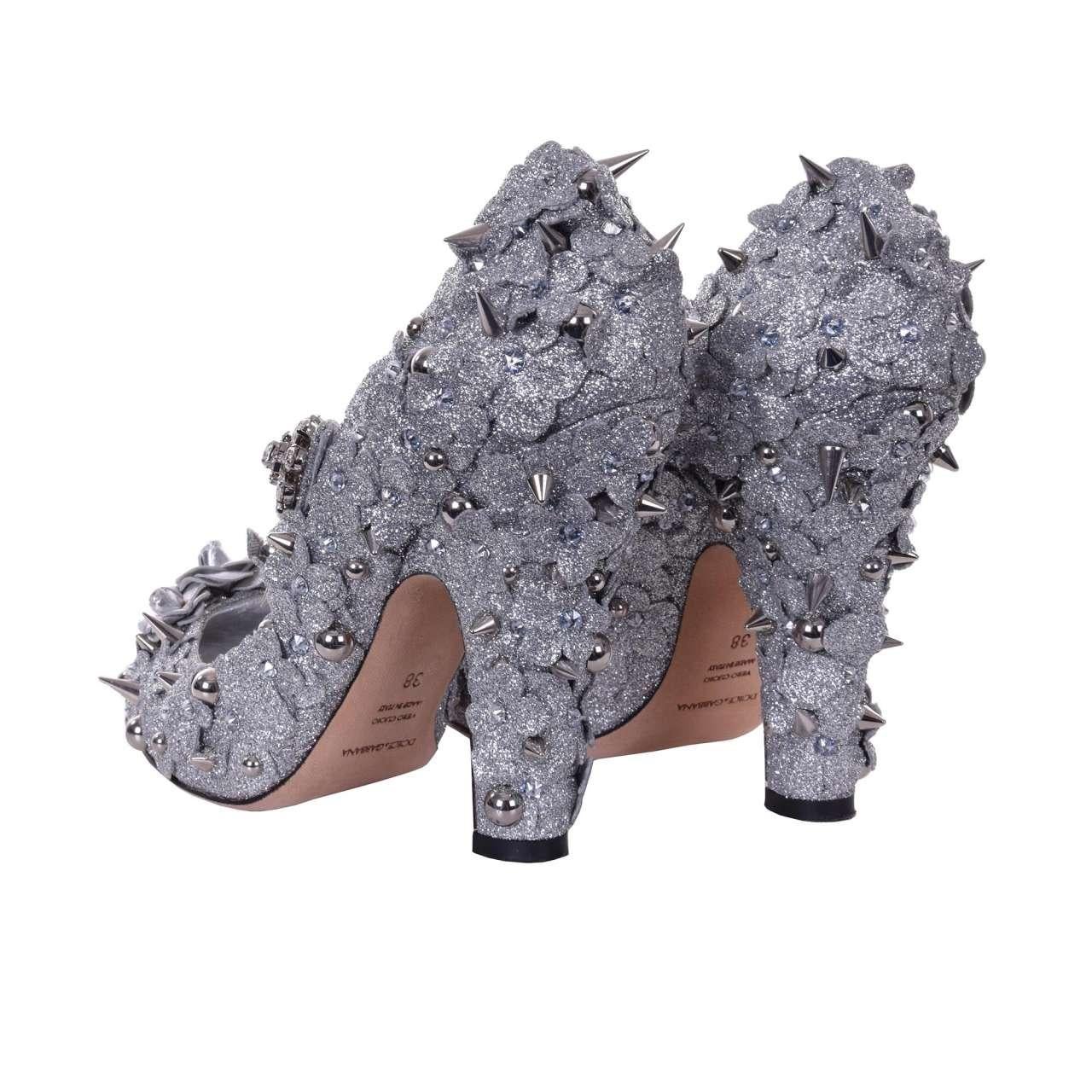 Dolce & Gabbana - Glitter Mary Jane Pumps COCO Silver EUR 36 For Sale 2