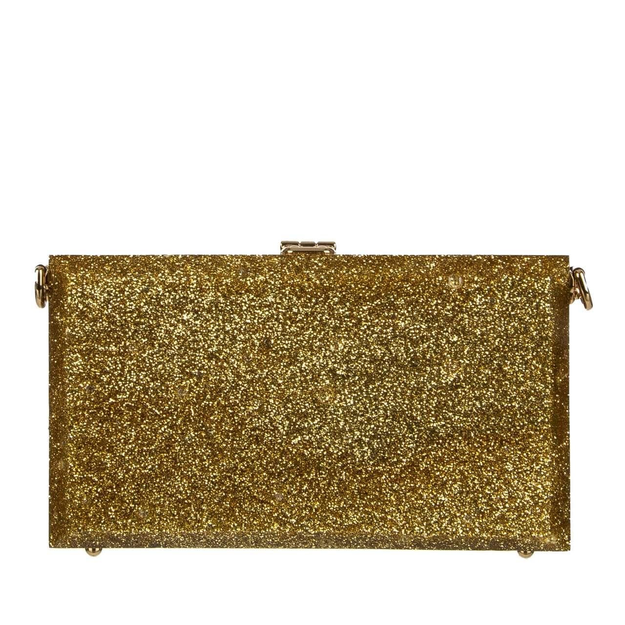 Women's Dolce & Gabbana Glitter Plexiglas Clutch Bag DOLCE BOX Love Cupido Gold For Sale