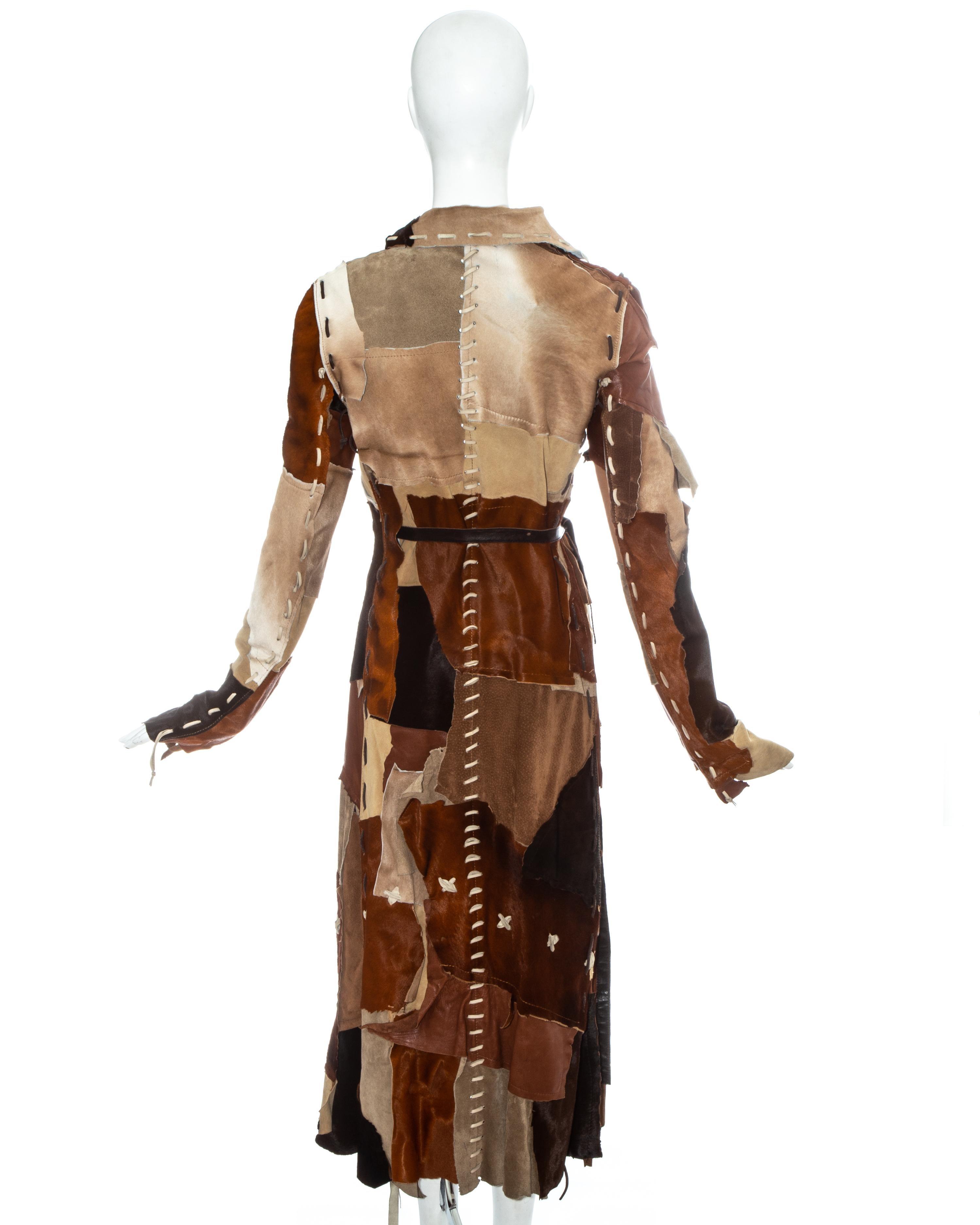 Dolce & Gabbana, cappotto in pelle di capra e pelle patchwork, fw 2002 in vendita 1