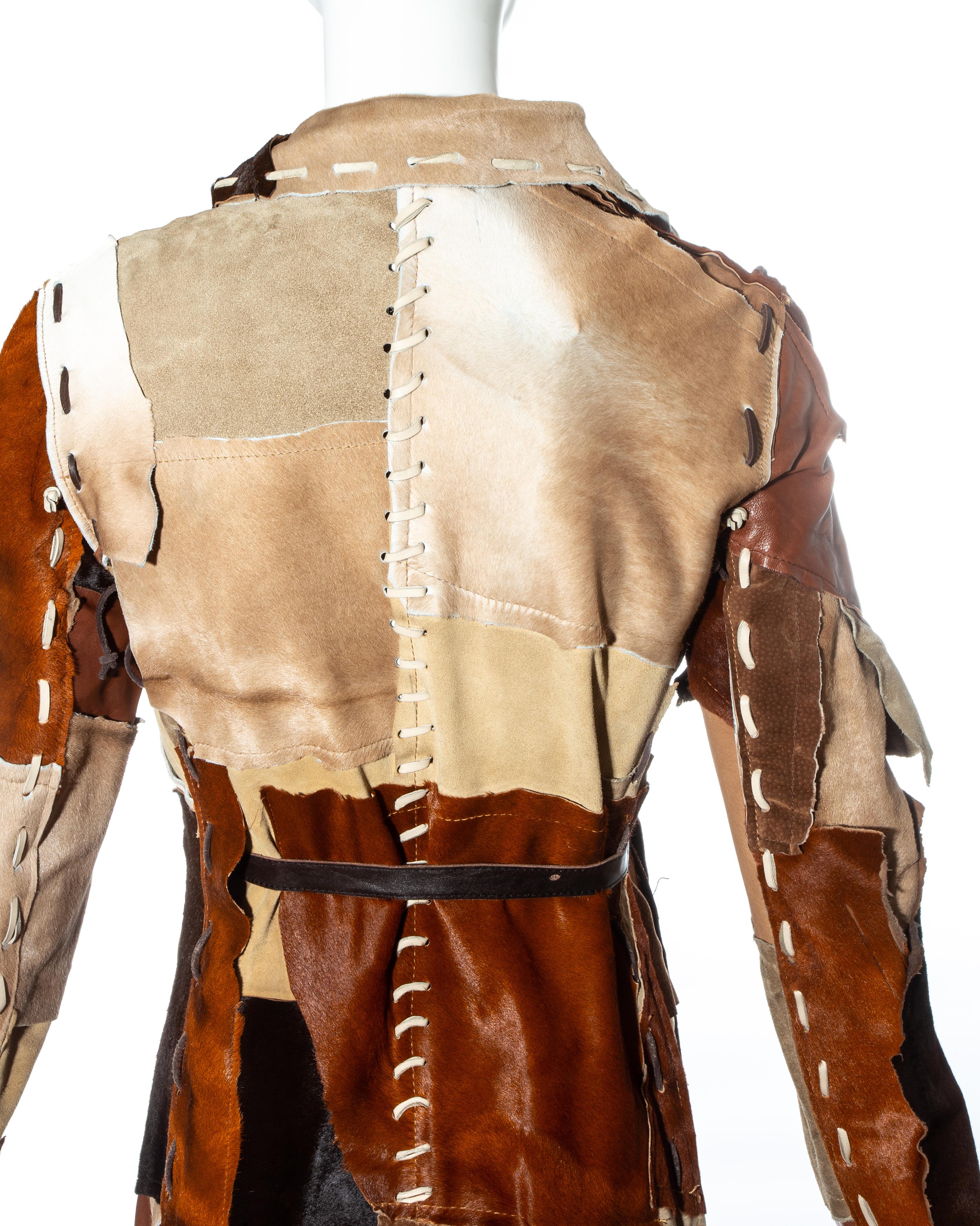 Dolce & Gabbana, cappotto in pelle di capra e pelle patchwork, fw 2002 in vendita 2
