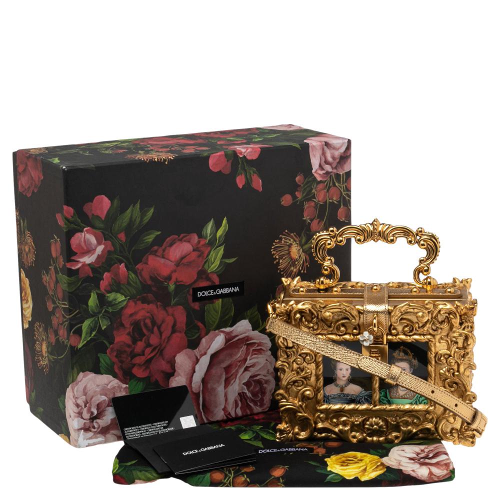 Dolce & Gabbana Gold Acrylic and Leather Dolce Box Regine Bag 3