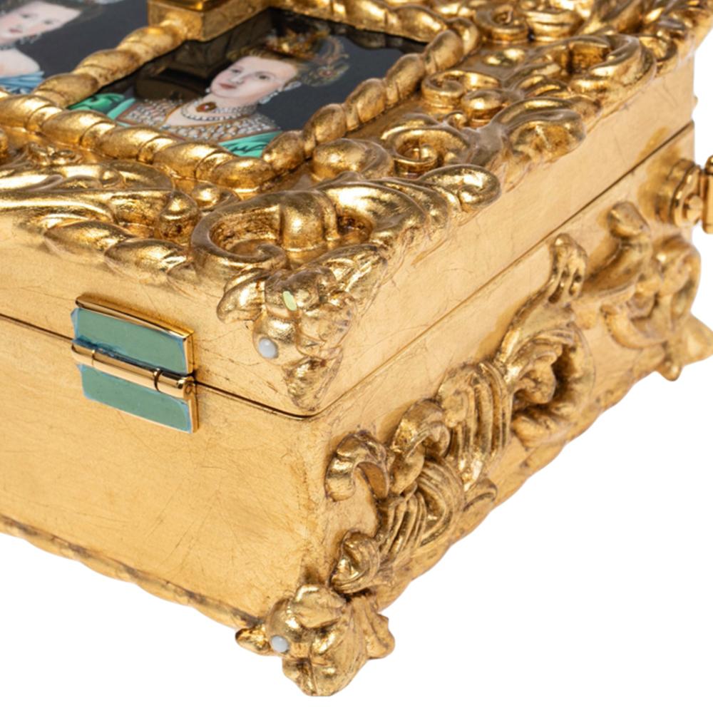 Women's Dolce & Gabbana Gold Acrylic and Leather Dolce Box Regine Bag