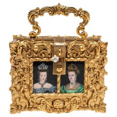 Dolce & Gabbana Dolce Box Regine-Tasche aus Acryl und Leder in Gold