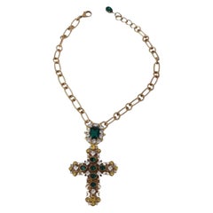 Dolce 
Gabbana gold and green brass crystal necklace