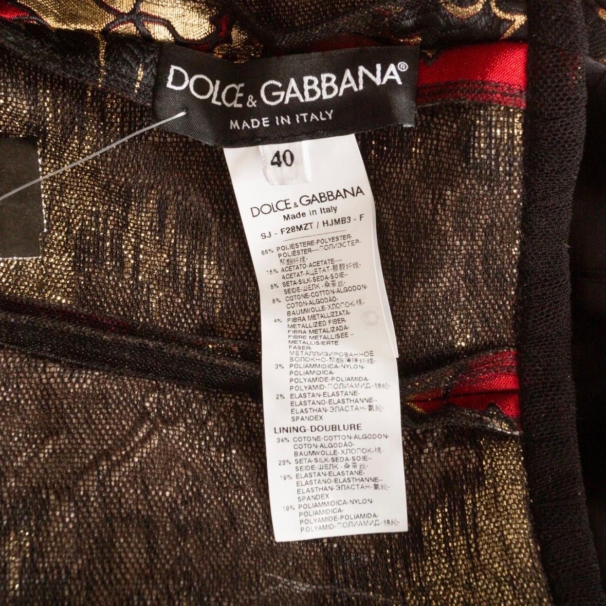 Dolce & Gabbana Gold and Red Leopard Motif Jacquard Jacket and Skirt Set For Sale 9