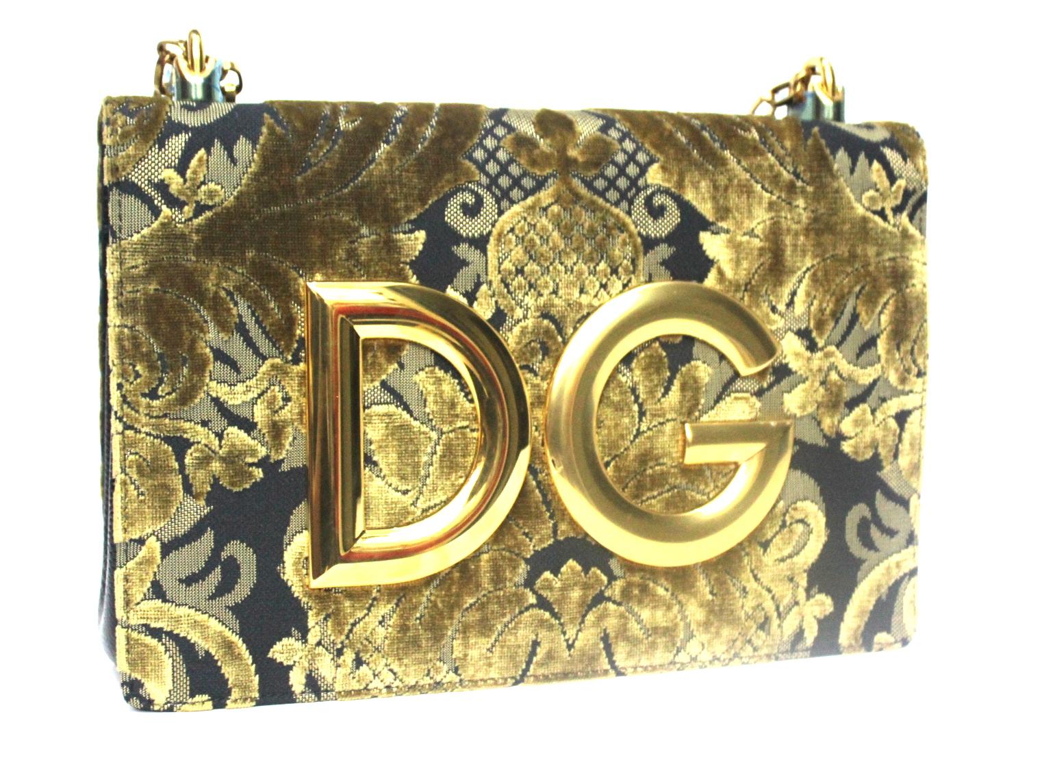 Dolce & Gabbana Gold/Black Damask Girls Bag 1