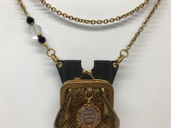Dolce & Gabbana Gold Black Leather Cellphone Crossbody Bag