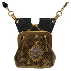 Dolce & Gabbana Borsa a tracolla con cellulare in pelle nera e oro