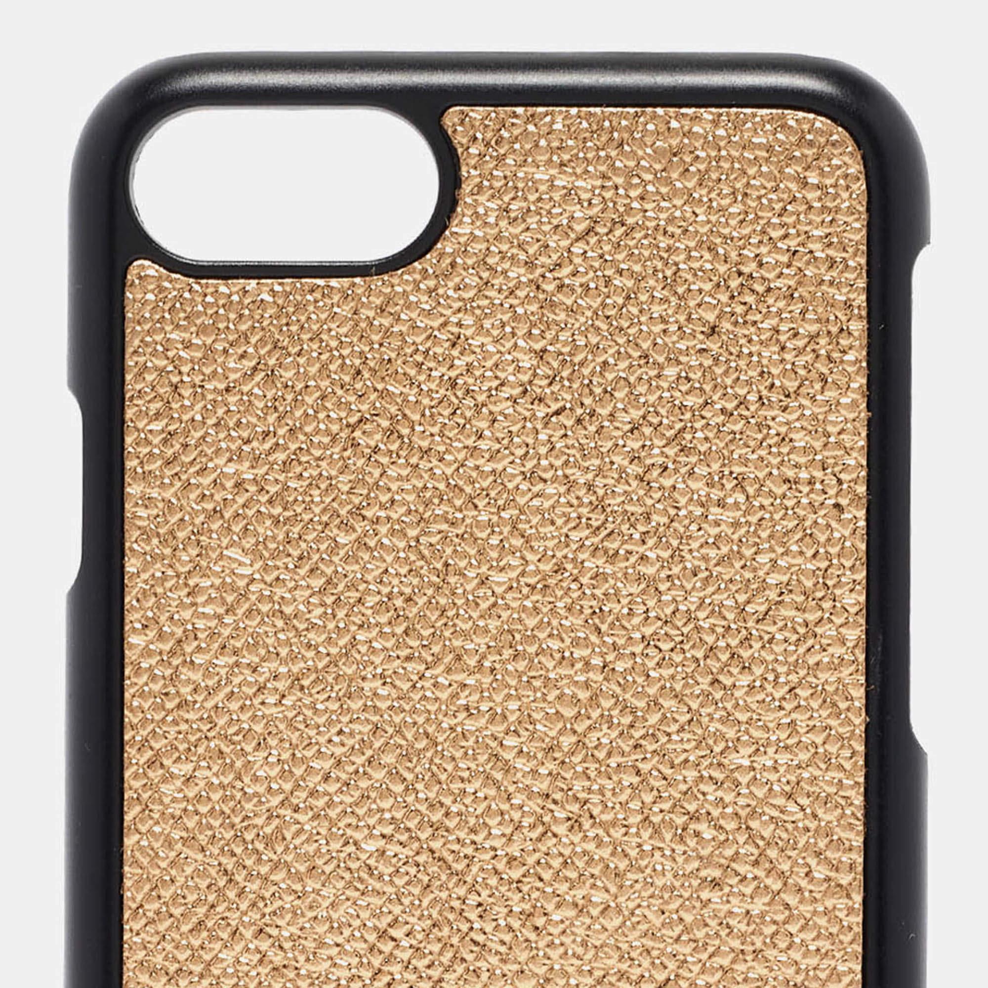 Beige Dolce & Gabbana Gold/Black Leather iPhone 6 Cover For Sale