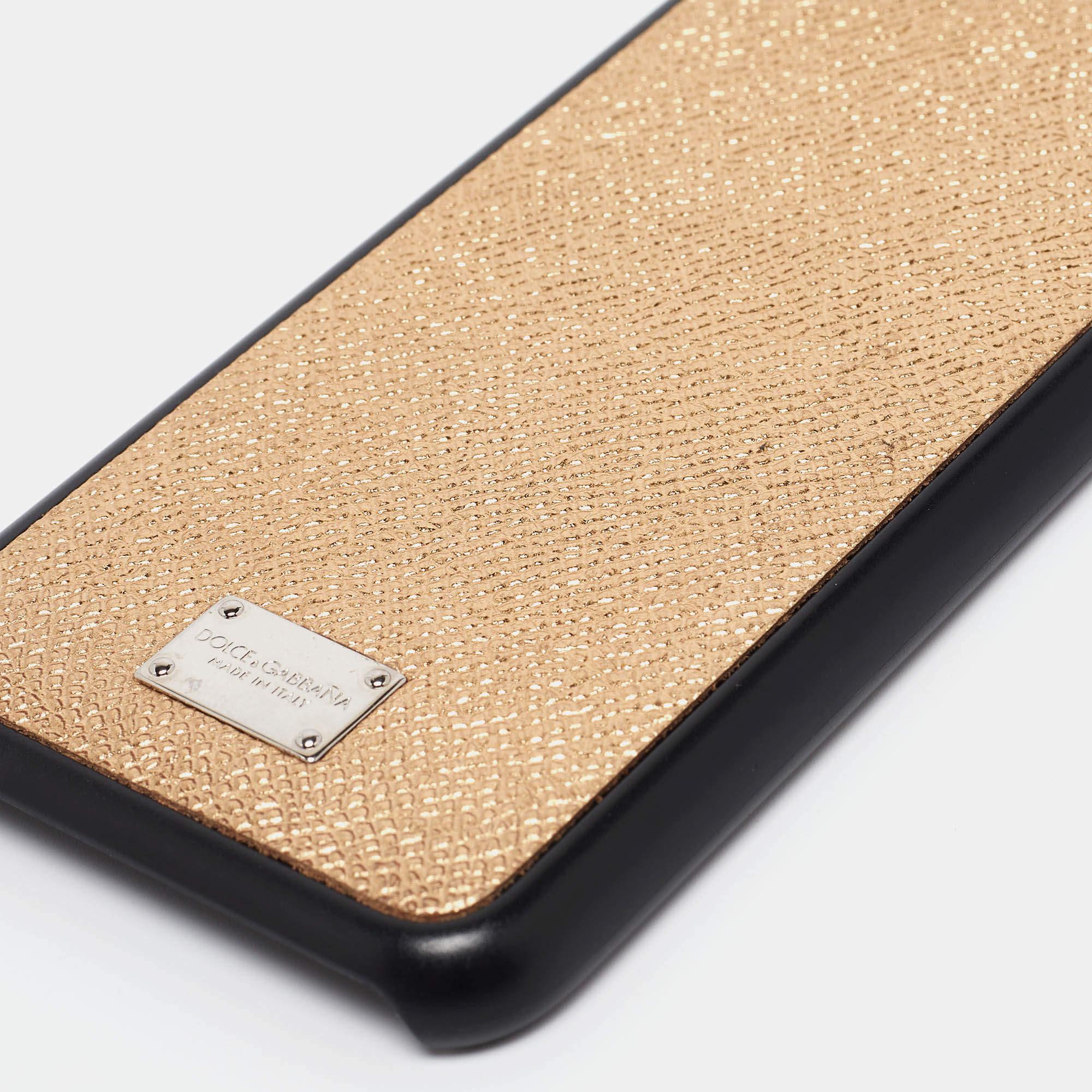 Women's Dolce & Gabbana Gold/Black Leather iPhone 6 Cover For Sale