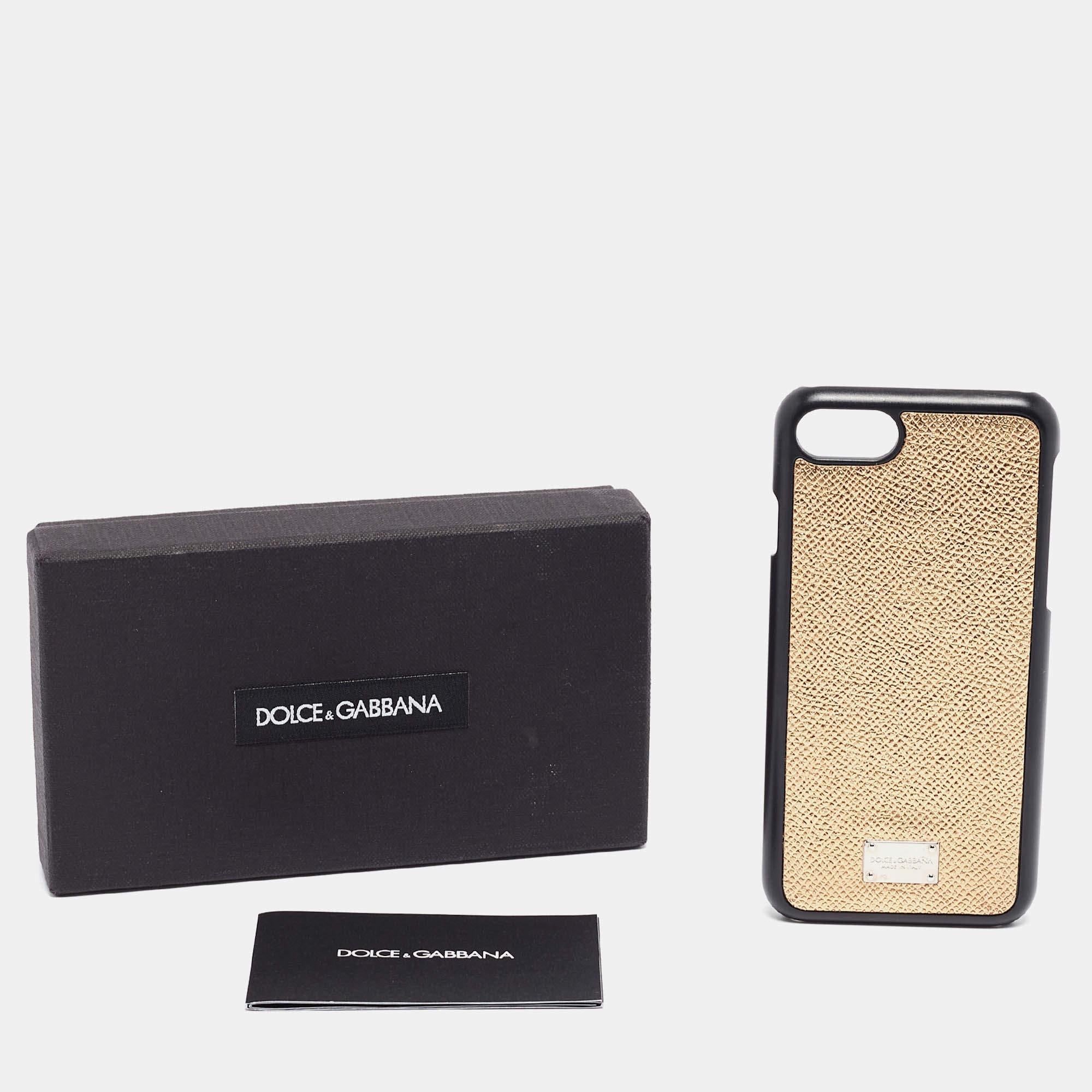 Dolce & Gabbana Gold/Black Leather iPhone 6 Cover For Sale 3