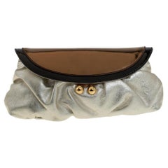 Dolce & Gabbana Gold/Black Patent and Leather Miss Pretty Lock Clutch