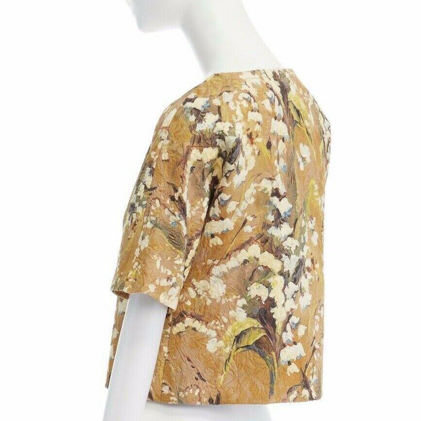 DOLCE GABBANA gold blossom floral brocade cystal button cropped jacket IT40 S 2