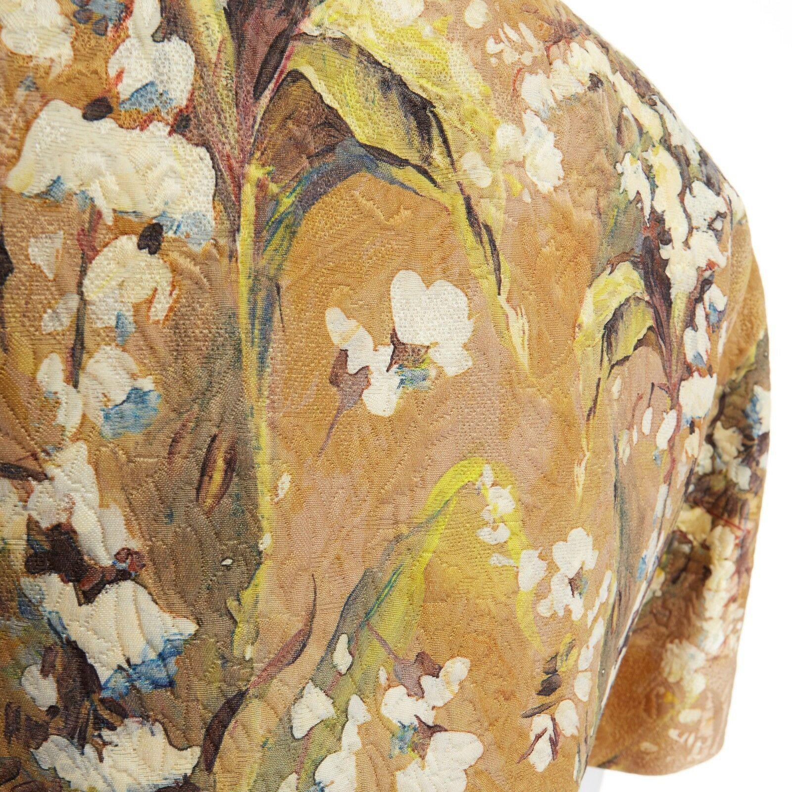 DOLCE GABBANA gold blossom floral brocade cystal button cropped jacket IT40 S 3