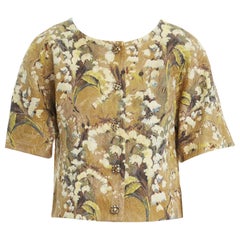 DOLCE GABBANA gold blossom floral brocade cystal button cropped jacket IT40 S