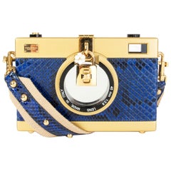 DOLCE & GABBANA goldene & blaue PYTHON CAMERA CASE Umhängetasche