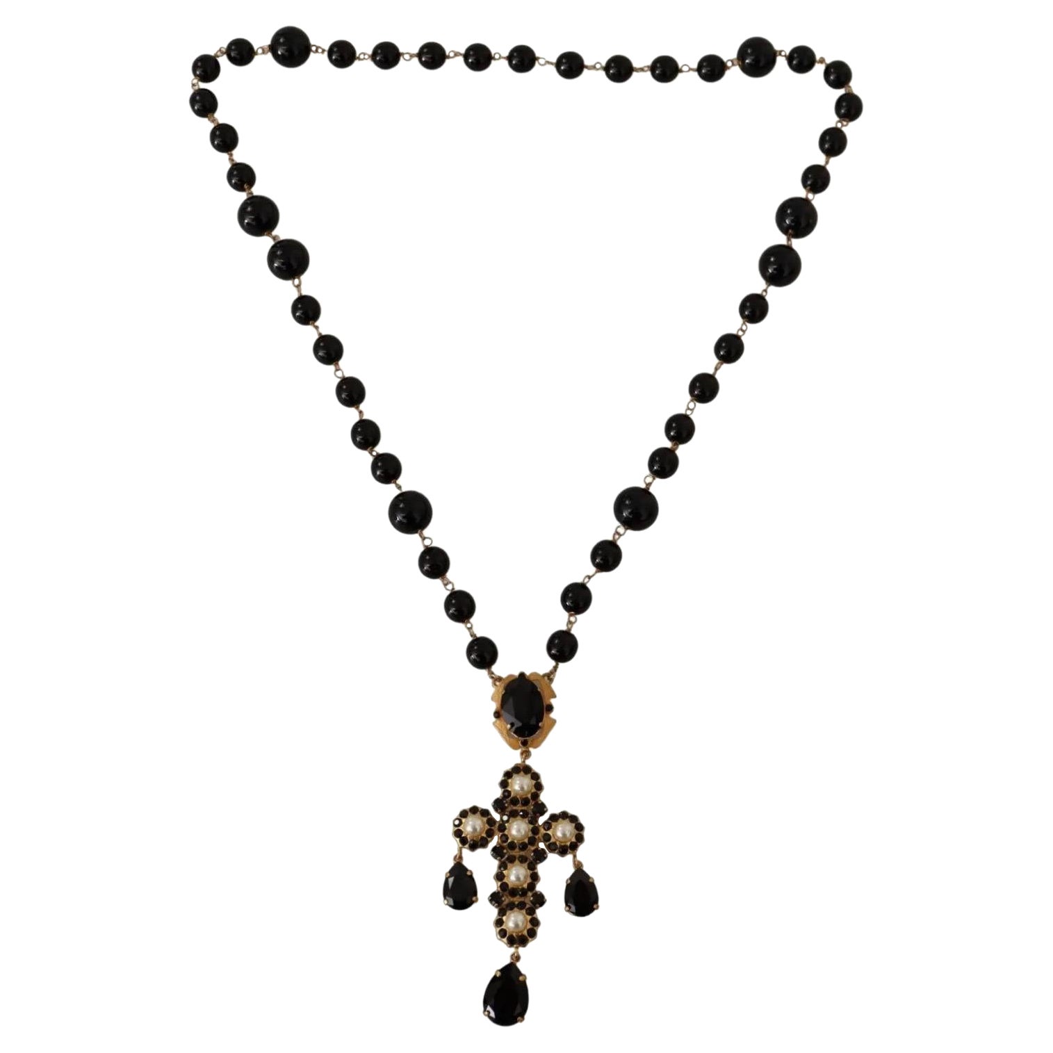 Dolce 
Gabbana Gold brass beaded necklace with faux pearl