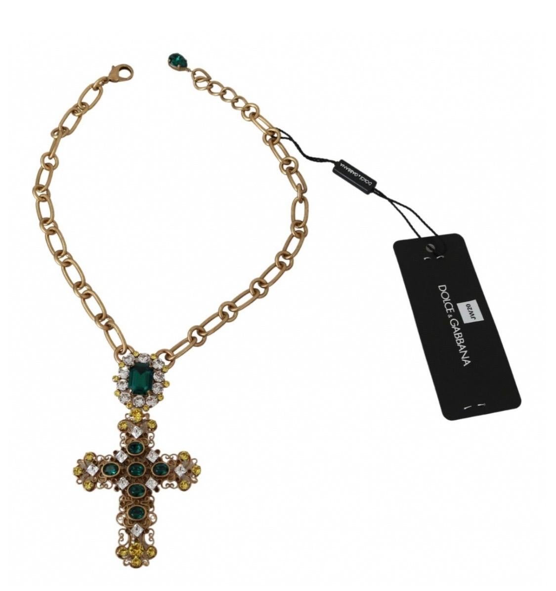 Modern Dolce & Gabbana gold brass crystal necklace