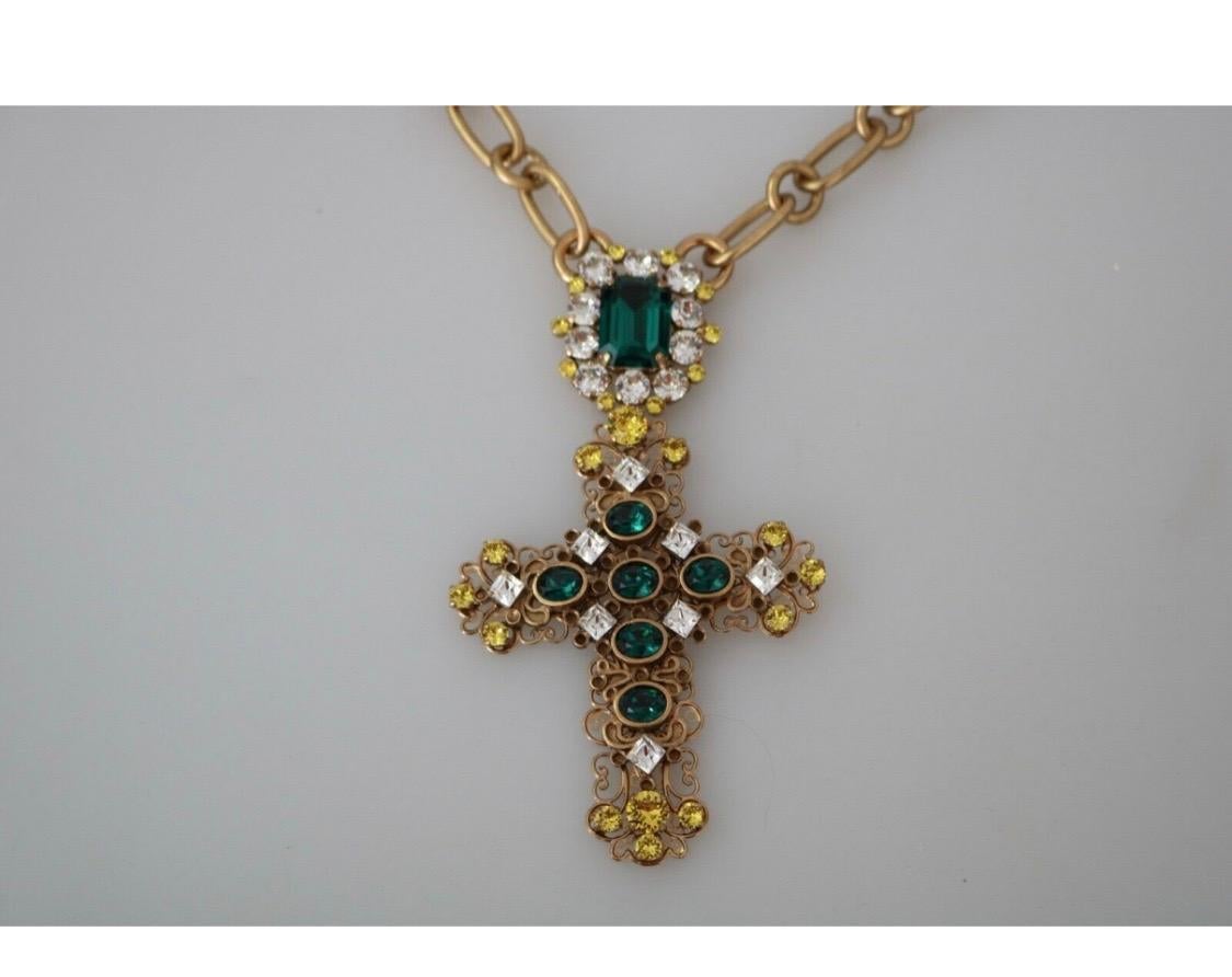 Women's Dolce & Gabbana gold brass crystal necklace