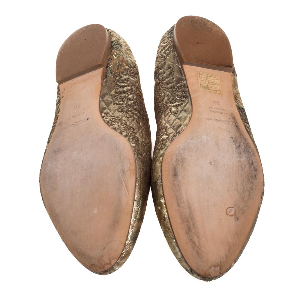 Brown Dolce & Gabbana Gold Brocade Smoking Slippers Size 38 For Sale