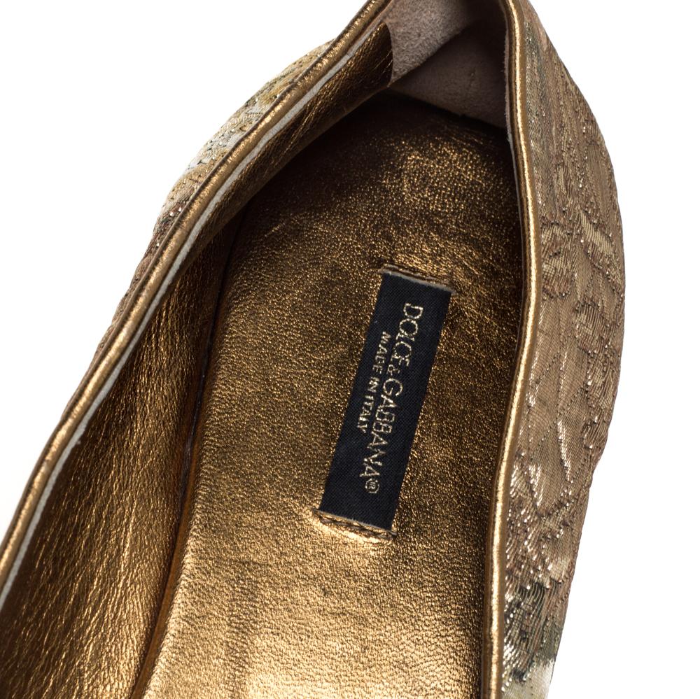 Women's Dolce & Gabbana Gold Brocade Smoking Slippers Size 38 For Sale