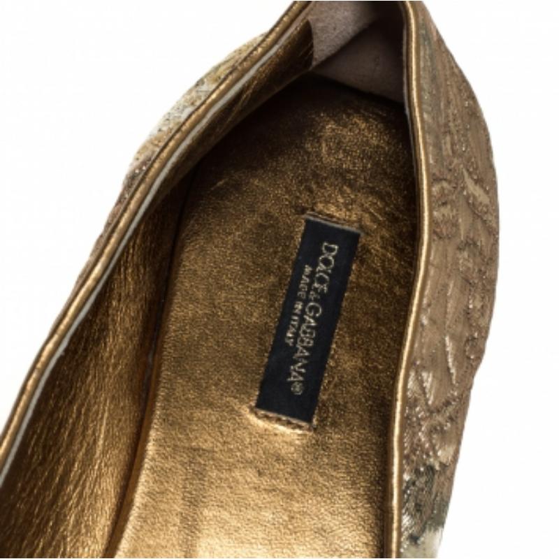 Dolce & Gabbana Gold Brocade Smoking Slippers Size 38 For Sale 2