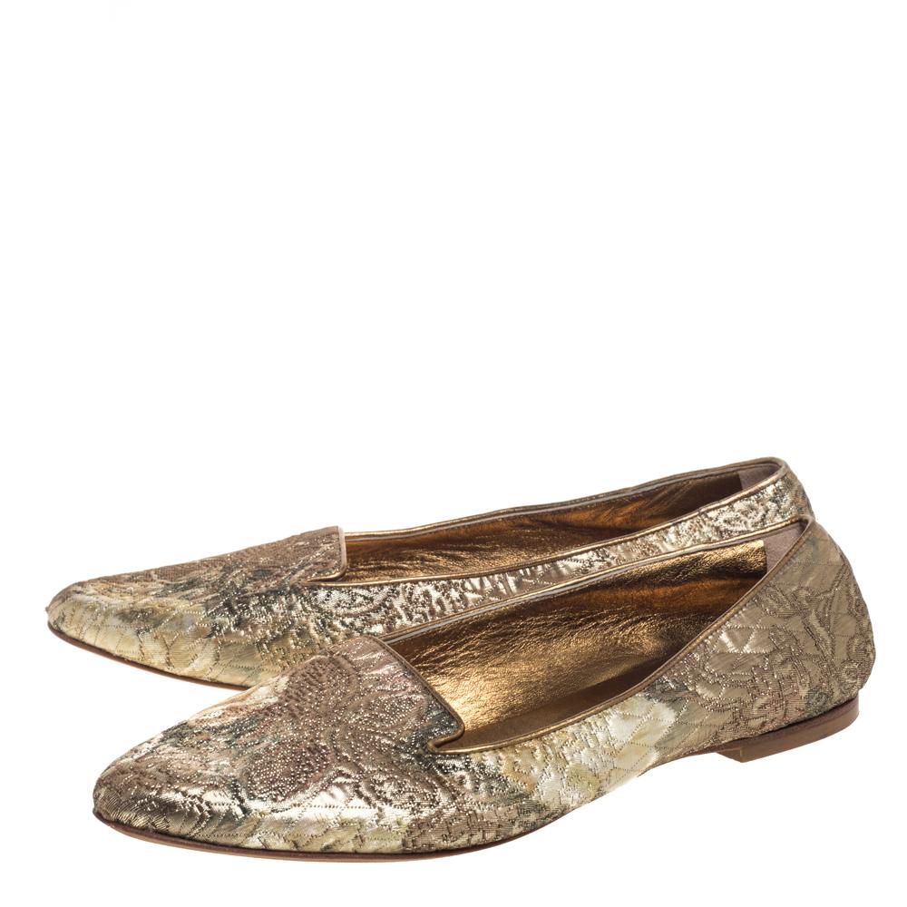 Dolce & Gabbana Gold Brocade Smoking Slippers Size 38 For Sale 1