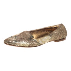 Dolce & Gabbana Gold Brokat Smoking Slippers Größe 38