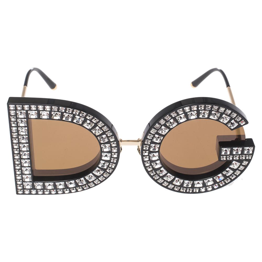 Dolce & Gabbana Gold/Brown DG6121B Mirrored Round Sunglasses 1
