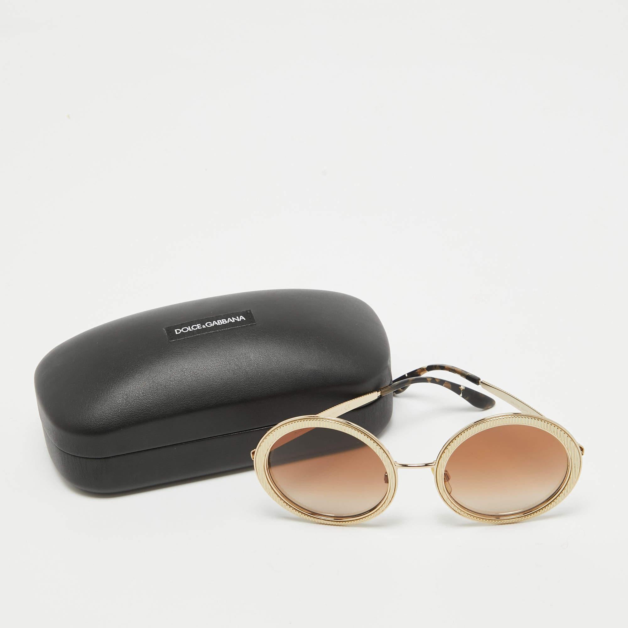 Gafas de sol redondas con montura DG2179 Dolce & Gabbana Gradiente Oro/Marrón en Bueno Estado en Dubai, Al Qouz 2