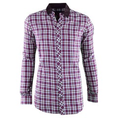 Dolce 
Gabbana - GOLD Checked Shirt Cotton Red Brown