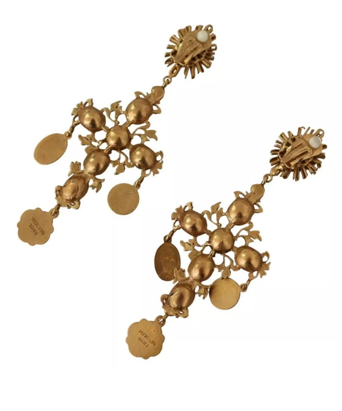 Modern Dolce & Gabbana gold cross motive clip-on dangling earrings 