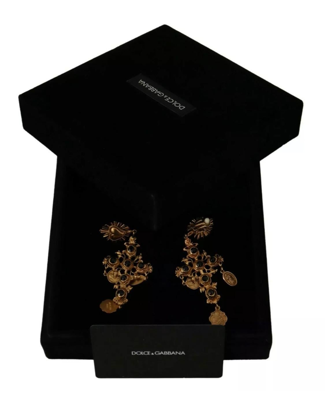 Dolce & Gabbana gold cross motive clip-on dangling earrings  1