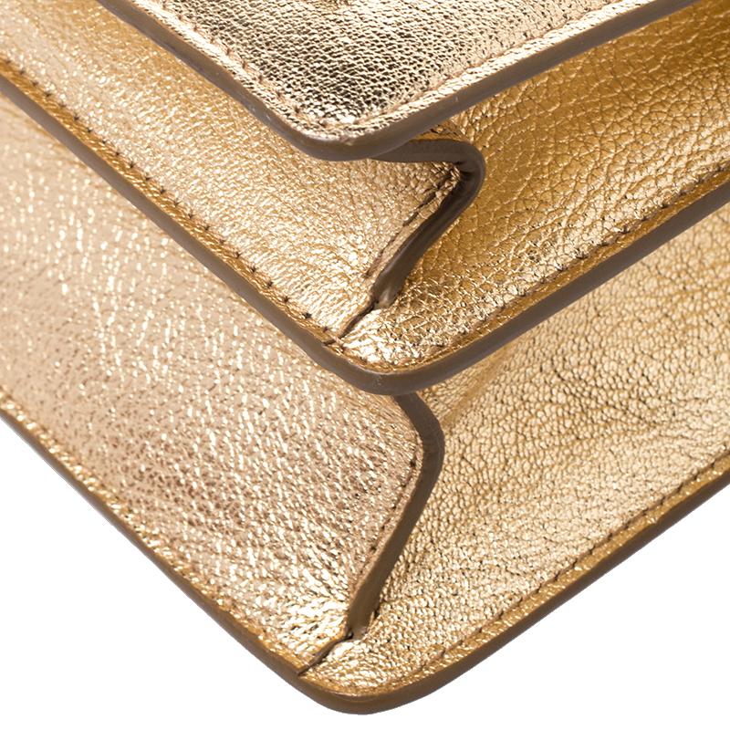 Women's Dolce & Gabbana Gold Embellished Leather Rosalia Top Handle Bag