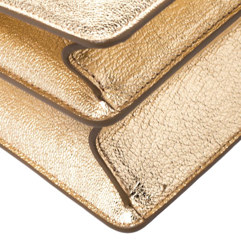 Dolce & Gabbana Gold Embellished Leather Rosalia Top Handle Bag 1