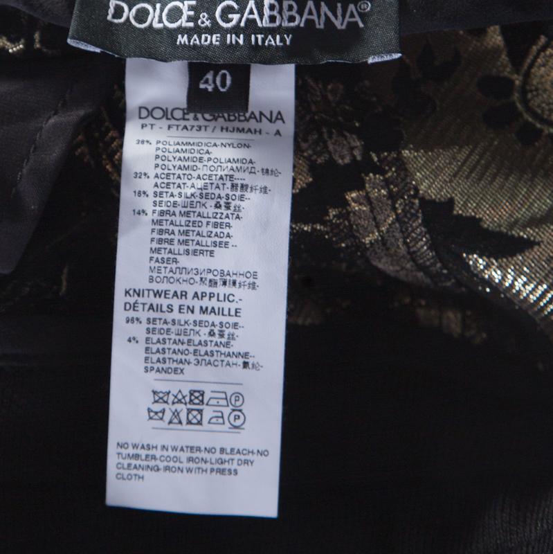 Dolce & Gabbana Gold Floral Brocade Knit Trim Jogger Pants S In Good Condition In Dubai, Al Qouz 2