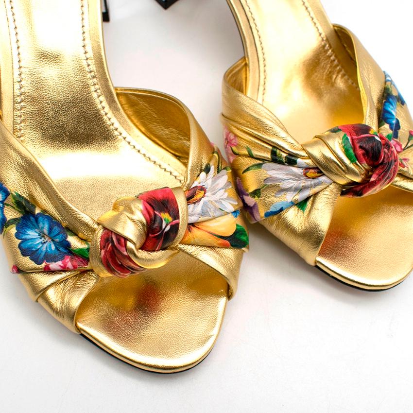 gold floral sandals