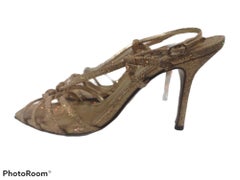 Dolce & Gabbana Women's Gold Glitter Sandals Size 37 Made in Italy