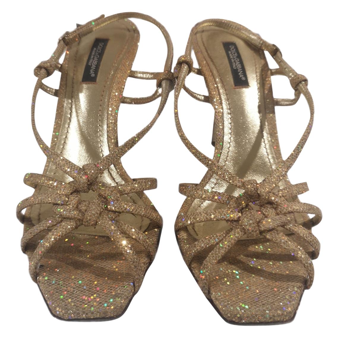 Dolce & Gabbana gold glitter sandals