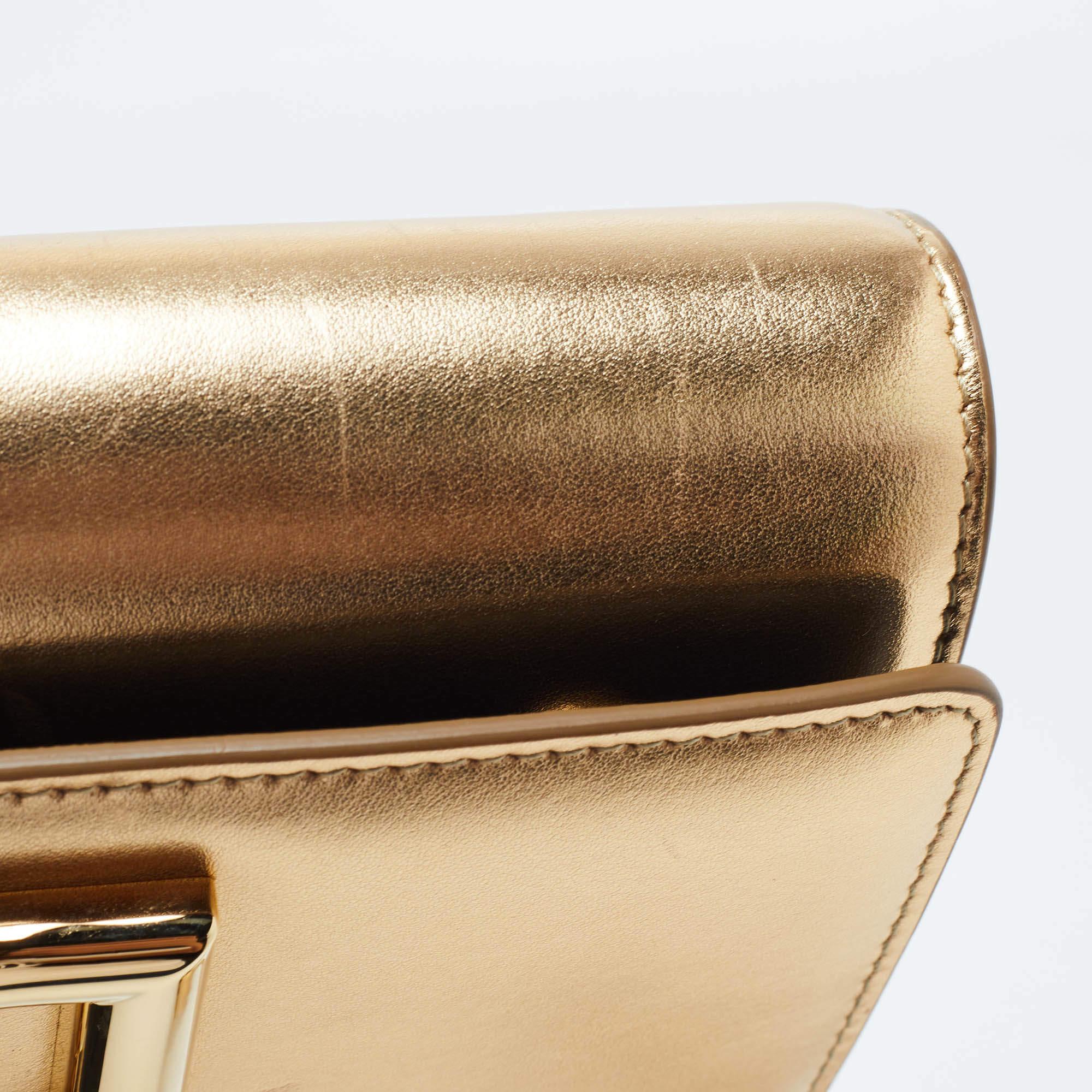 Dolce & Gabbana Gold Glossy Leather DG Logo Shoulder Bag 8