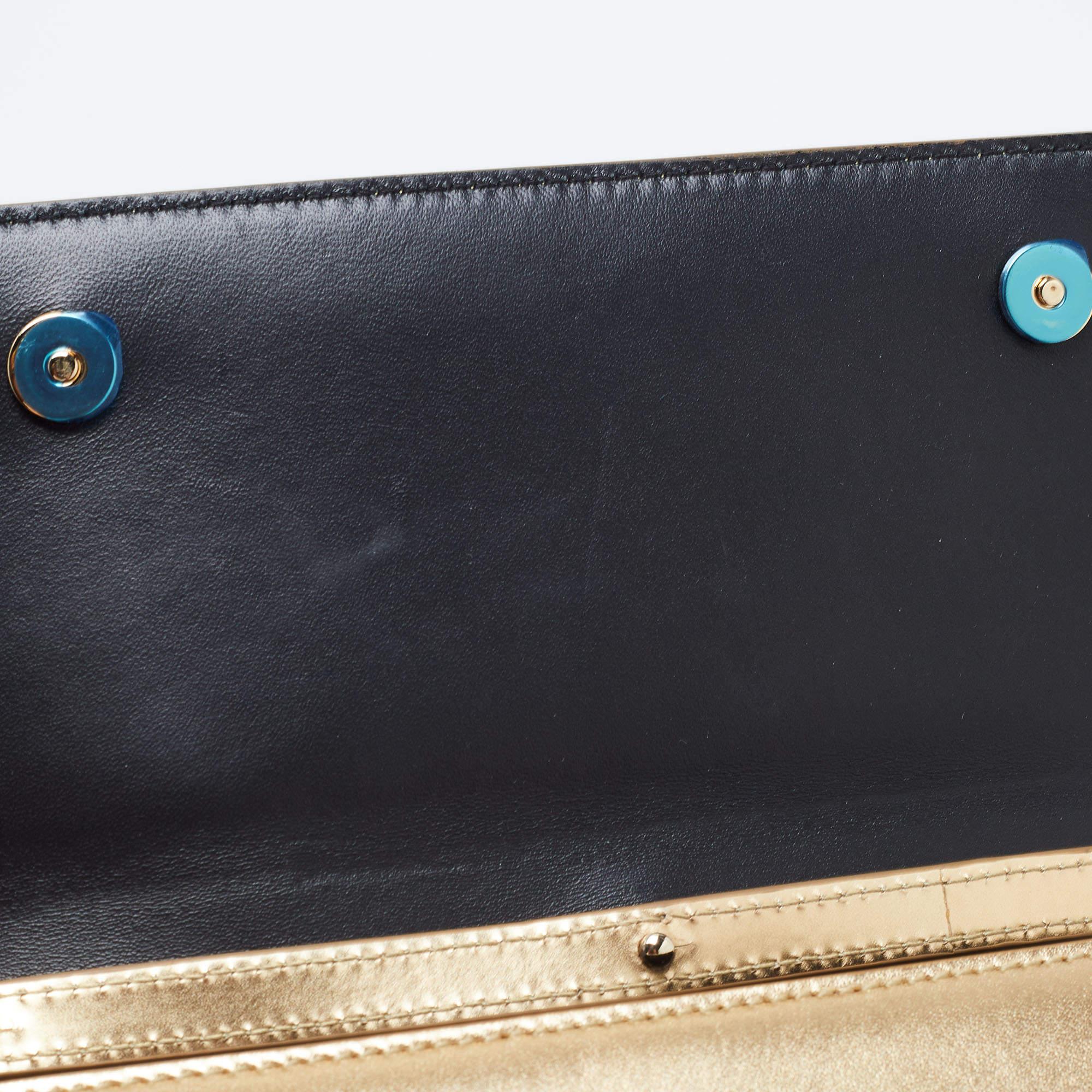 Dolce & Gabbana Gold Glossy Leather DG Logo Shoulder Bag 10